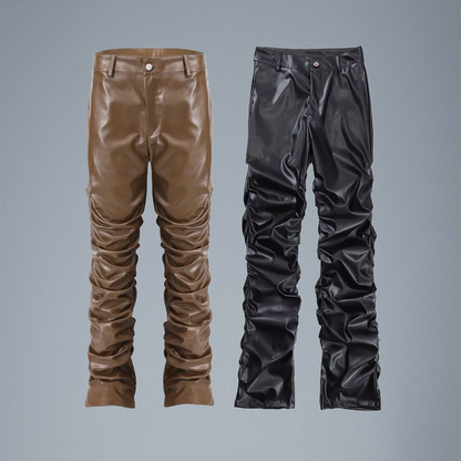 Urban Pleat Moto Leather Trousers