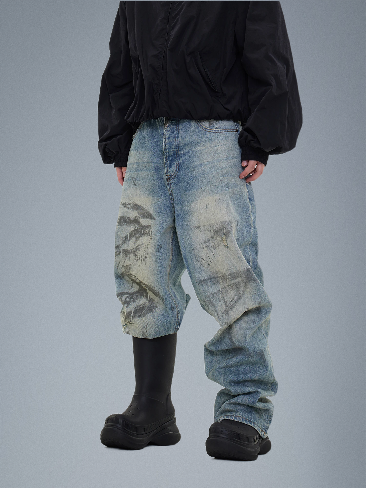 Urban Graffiti Distressed Denim