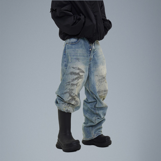 Urban Graffiti Distressed Denim