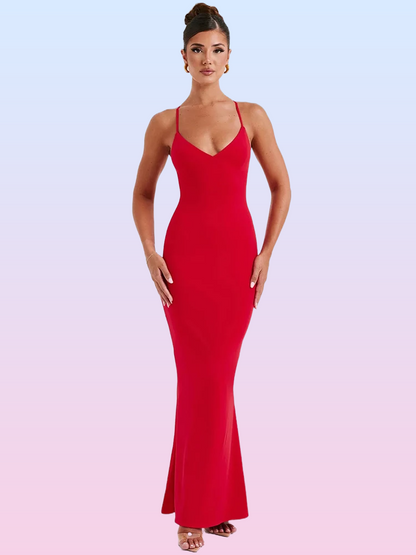 Backless Spaghetti Strap Maxi Dress - Sleeveless Bodycon Club Party Dress