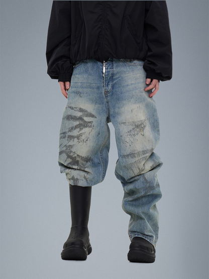 Urban Graffiti Distressed Denim