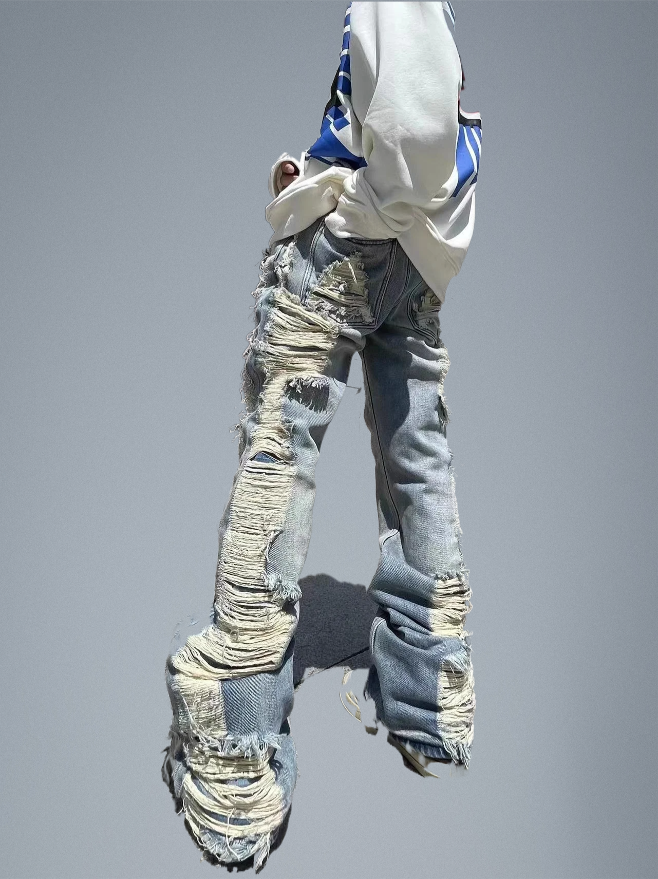 Streetwear Distressed Flare Jeans