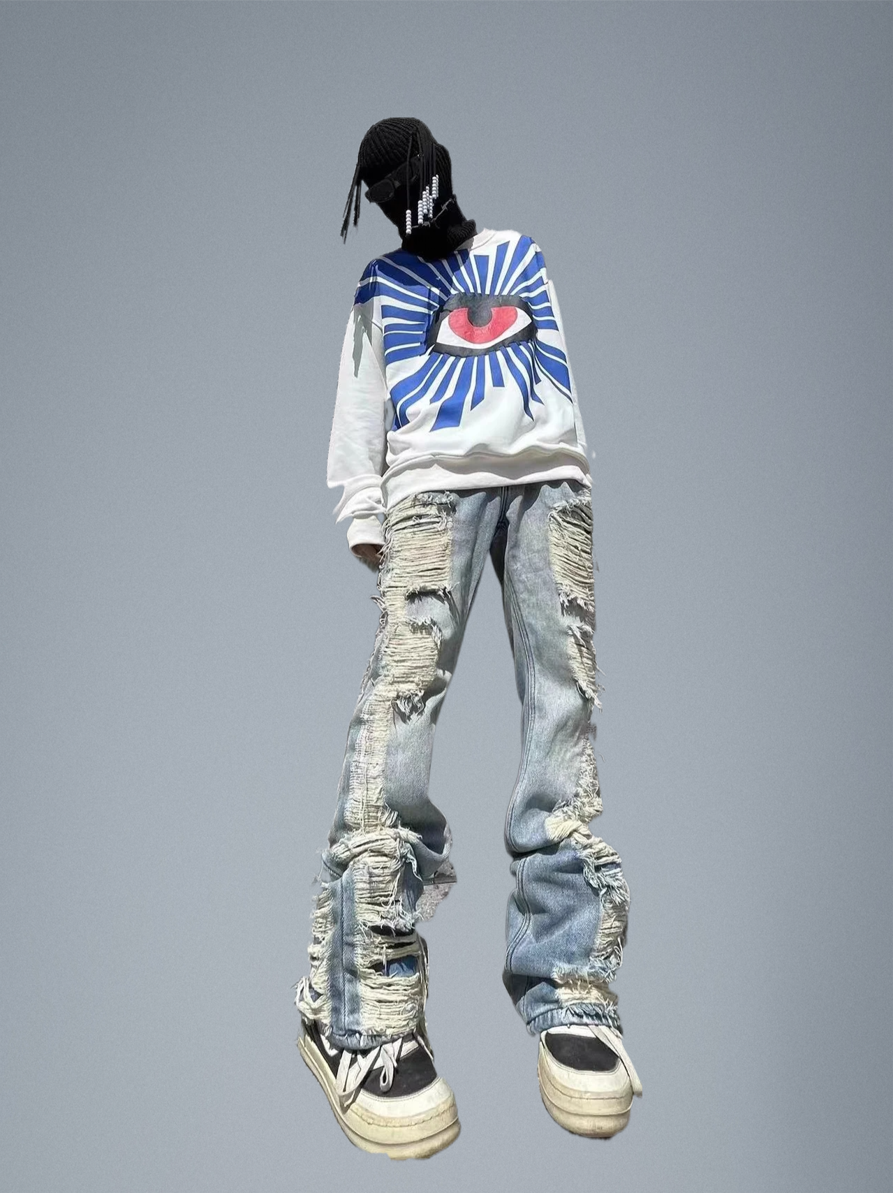 Streetwear Distressed Flare Jeans